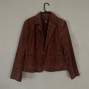 100% leather suede jacket brown
